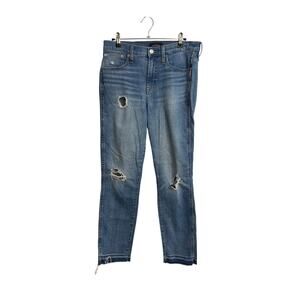 J. Crew Jeans Womens 28 Tall Blue Vintage Straight Distressed Frayed Hem Ankle